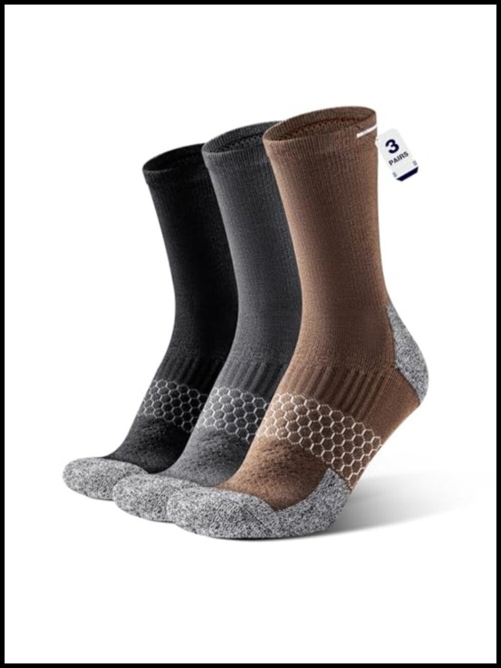 Merino Wool Work Boot Socks 3 Pairs Compression Moisture Wicking Cushion